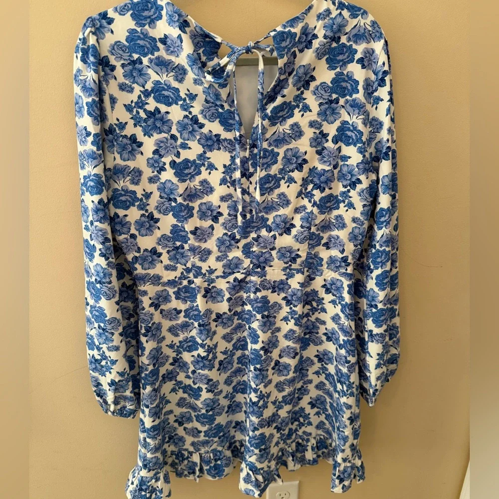 Sugar lips Wilma Floral Ruffle Flounce Mini Dress size L NWT - Picture 4 of 8